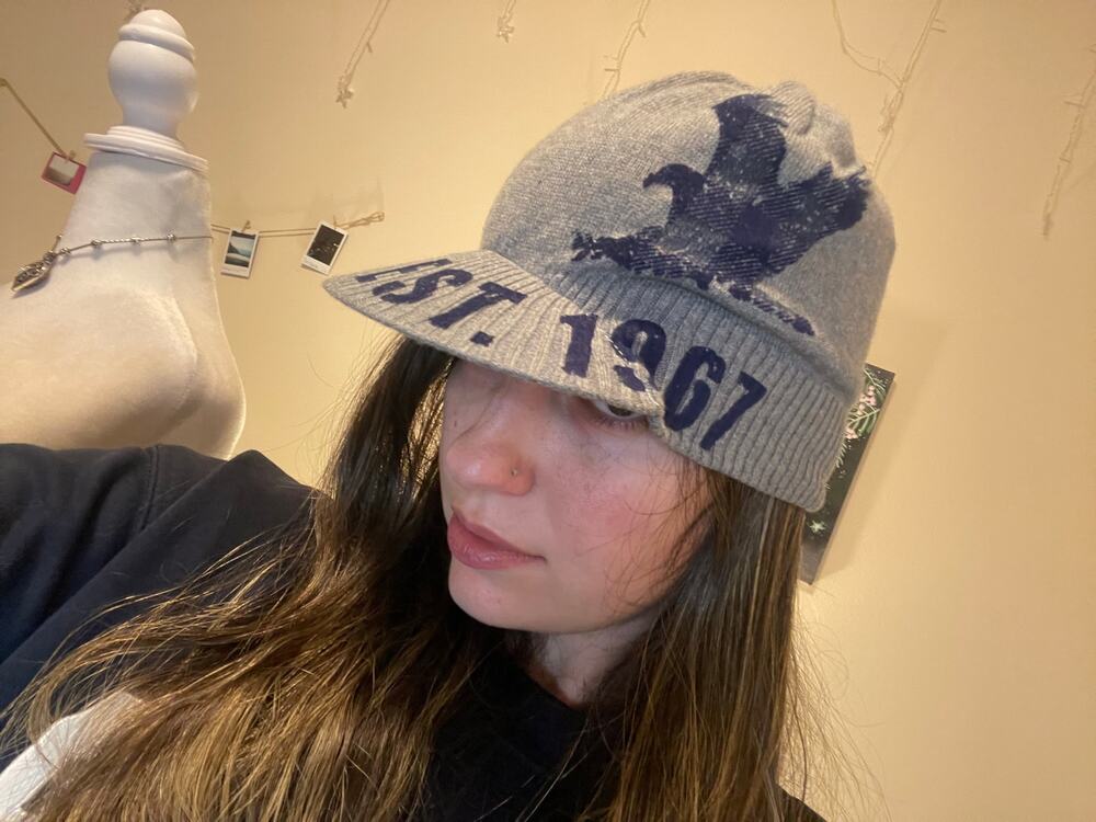 vintage american eagle gray and navy hat